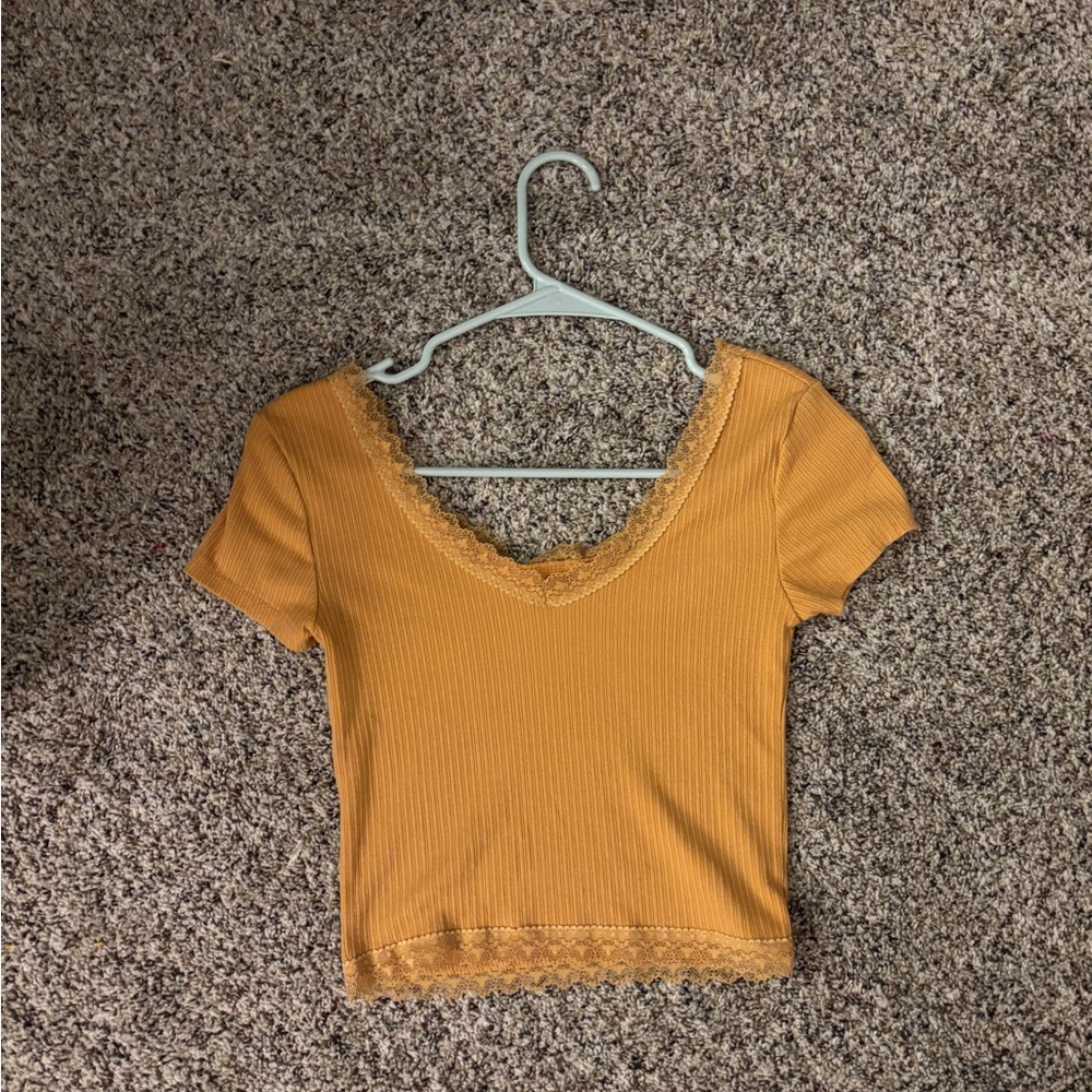 Aeropostale Lace Trim Crop Top